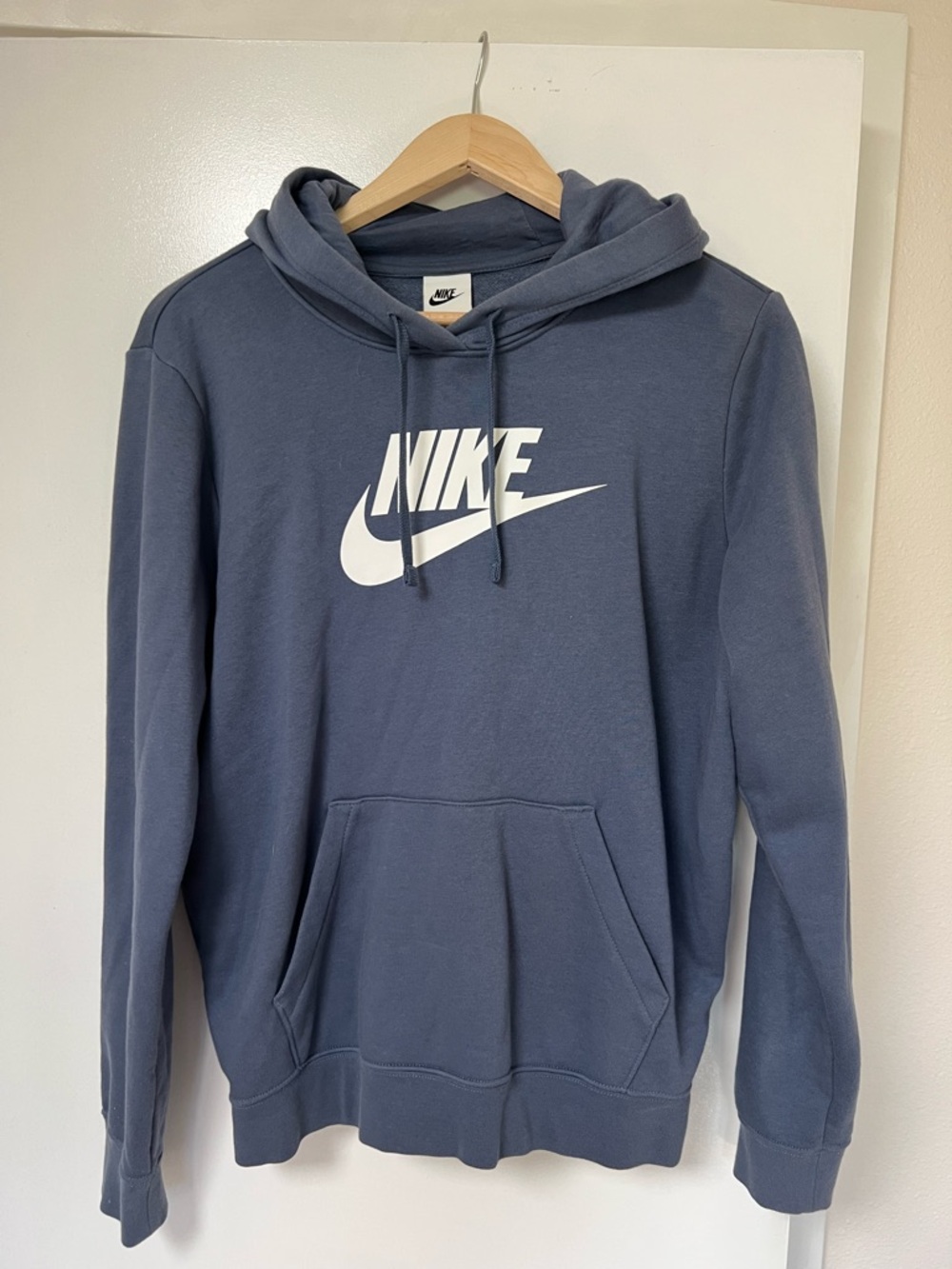 Nike Gray-Blue Pullover Hoodie with White Swoosh